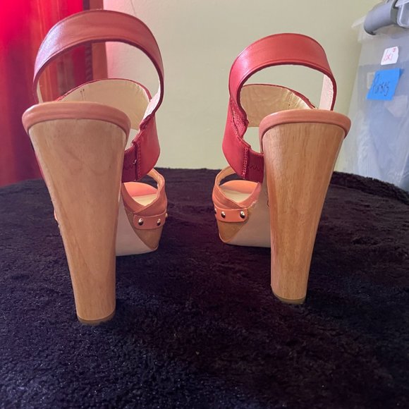 Coach Darcey Leather Pink Multi Heels  - Size 7 - Picture 4 of 7